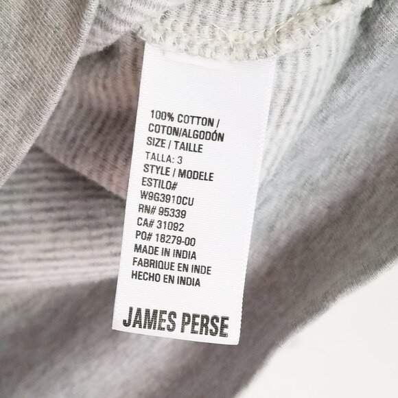 JAMES PERSE Raglan Pullover Sweatshirt Top Gray White Striped Cotton 3 L $145 - Picture 11 of 15